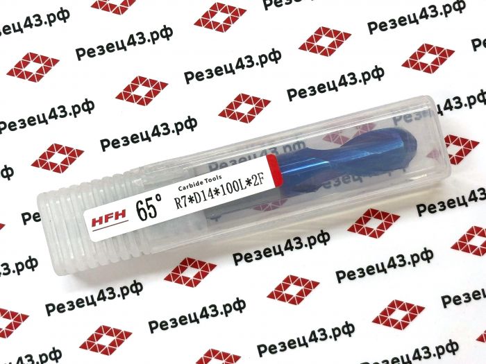 Сферическая фреза R7 D14-D14-100 2Z, сталь (HRC65)