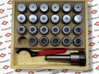 Цанговый патрон Морзе 4 с ключом и набором цанг ER40 в кейсе (MTB4-ER40-23PCS)