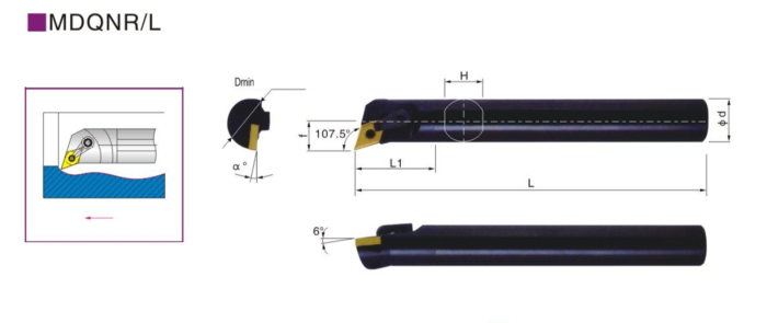 Резец внутреннего точения S25S-DDQNR15