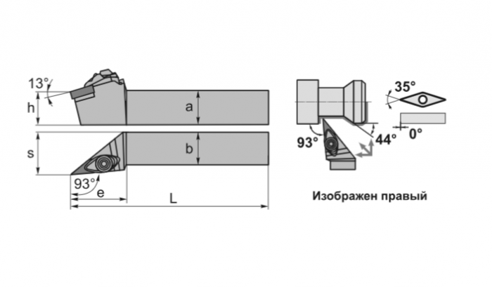 Резец наружного точения DVJNR2525M16