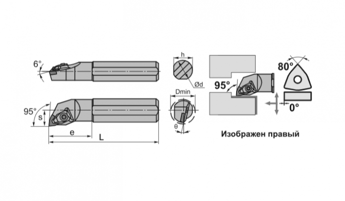 Резец внутреннего точения S25S-DWLNR08