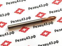 Сферическая фреза R3 D6-D6-75 2Z, сталь (HRC55)