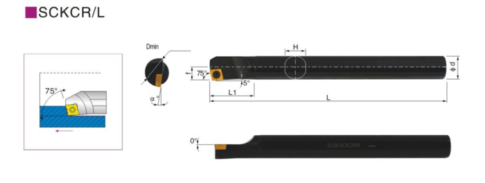 Резец внутреннего точения S12M-SCKCR06