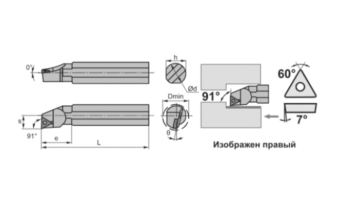 Резец внутреннего точения S16Q-STFCR11