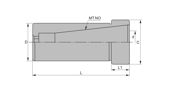 Переходная втулка с цилиндра D25 на конус Морзе 3 (D25-MT3)